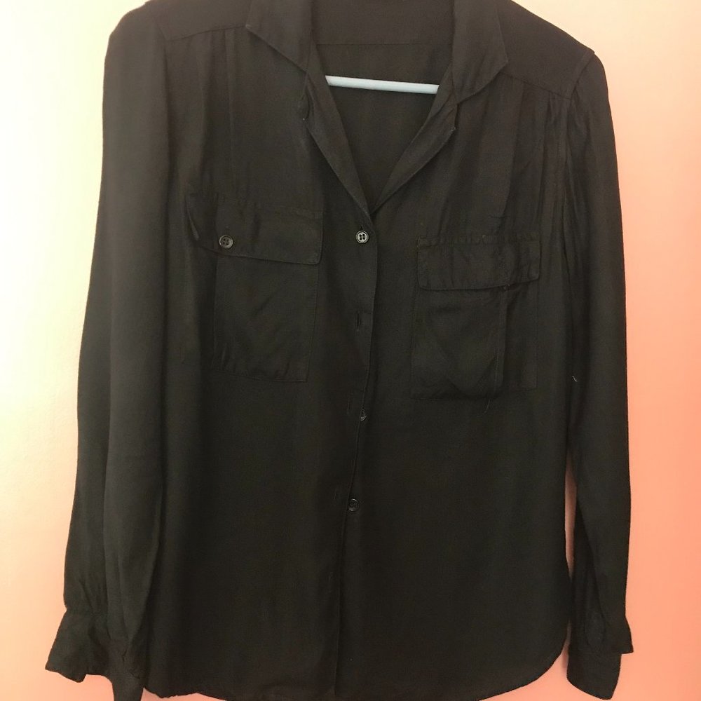 Rayon Black Shirt with Long Sleeves
